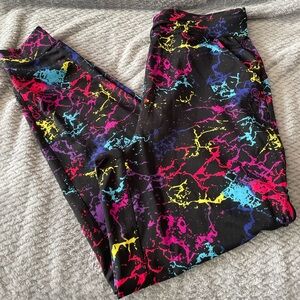 Pop Fit Clothing Classic Joggers in Paint Splatter Pockets Drawstring Large New